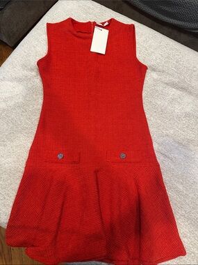 Zara Red Sleeveless Knit Flared Dress